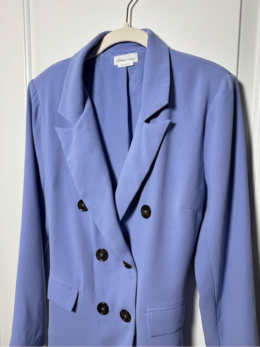 Lovers + Friends Periwinkle Double Breasted Blazer Dress Jacket Size M